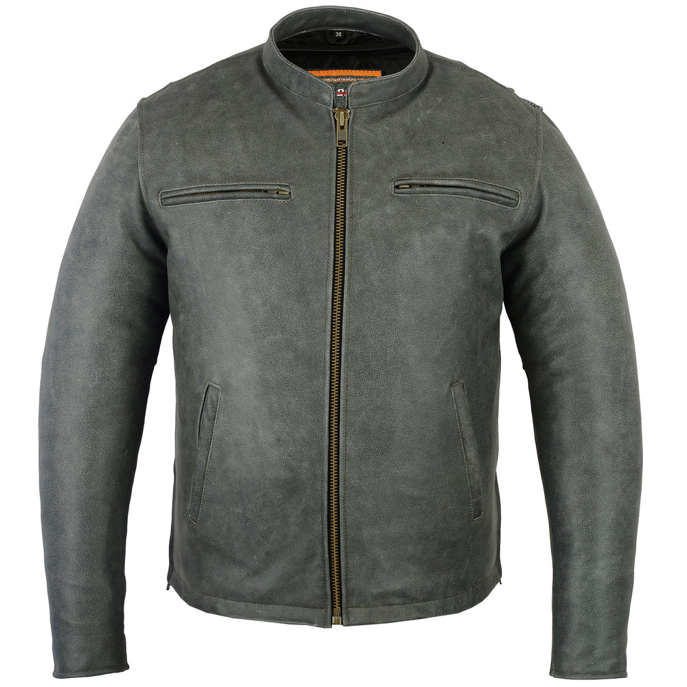 Men's Sporty Cruiser Leather Jacket (GRAY)