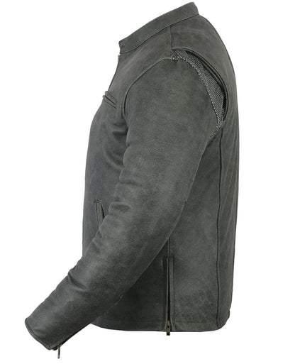 Men's Sporty Cruiser Leather Jacket (GRAY)