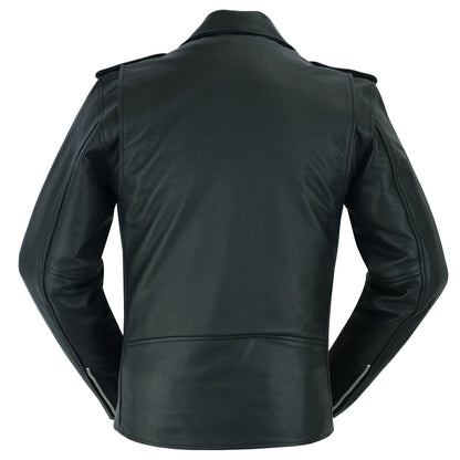 Men's Classic Plain Side Police Style M/C Jacket - TALL