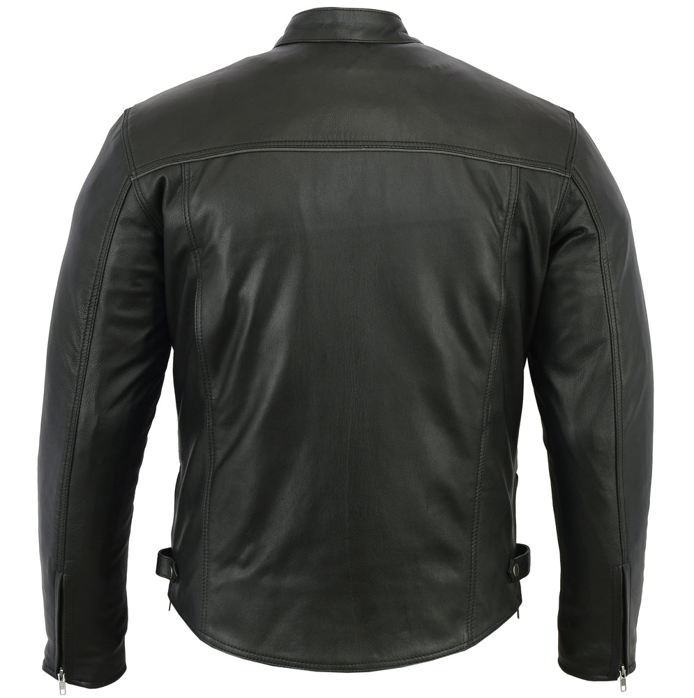 Men's Black Scooter Leather Jacket with Vents and Smart Access Pockets