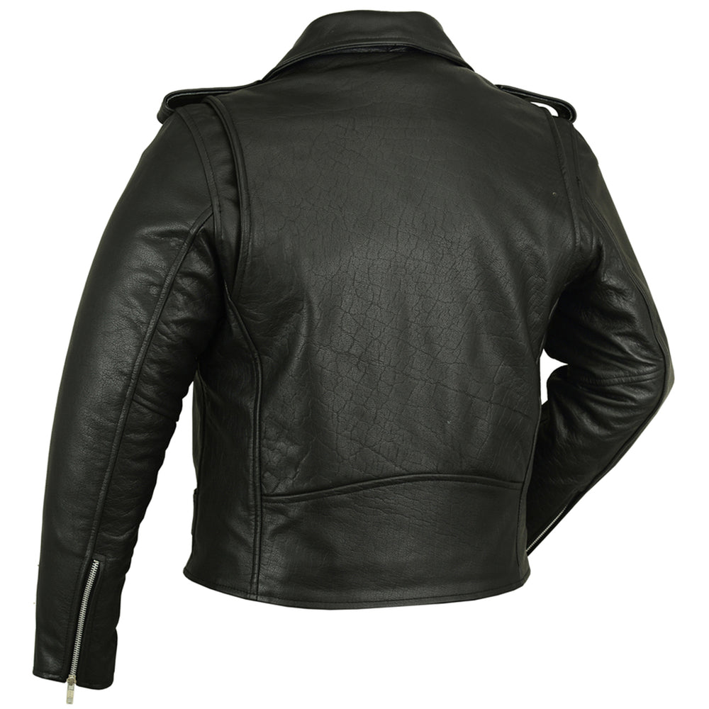 Men's Classic Plain Side Police Motorcycle Jacket with Smart Access Pockets