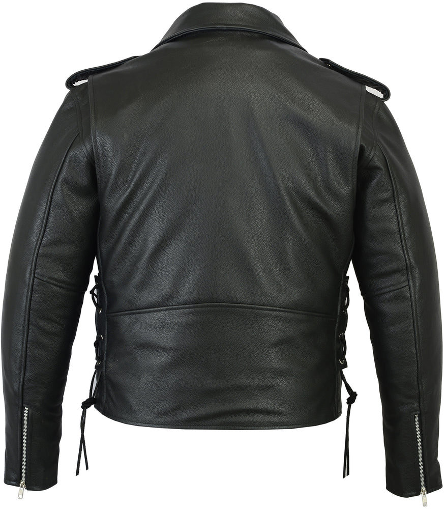 Men's Classic Side Lace Police Motorcycle Jacket with Smart Access Pockets