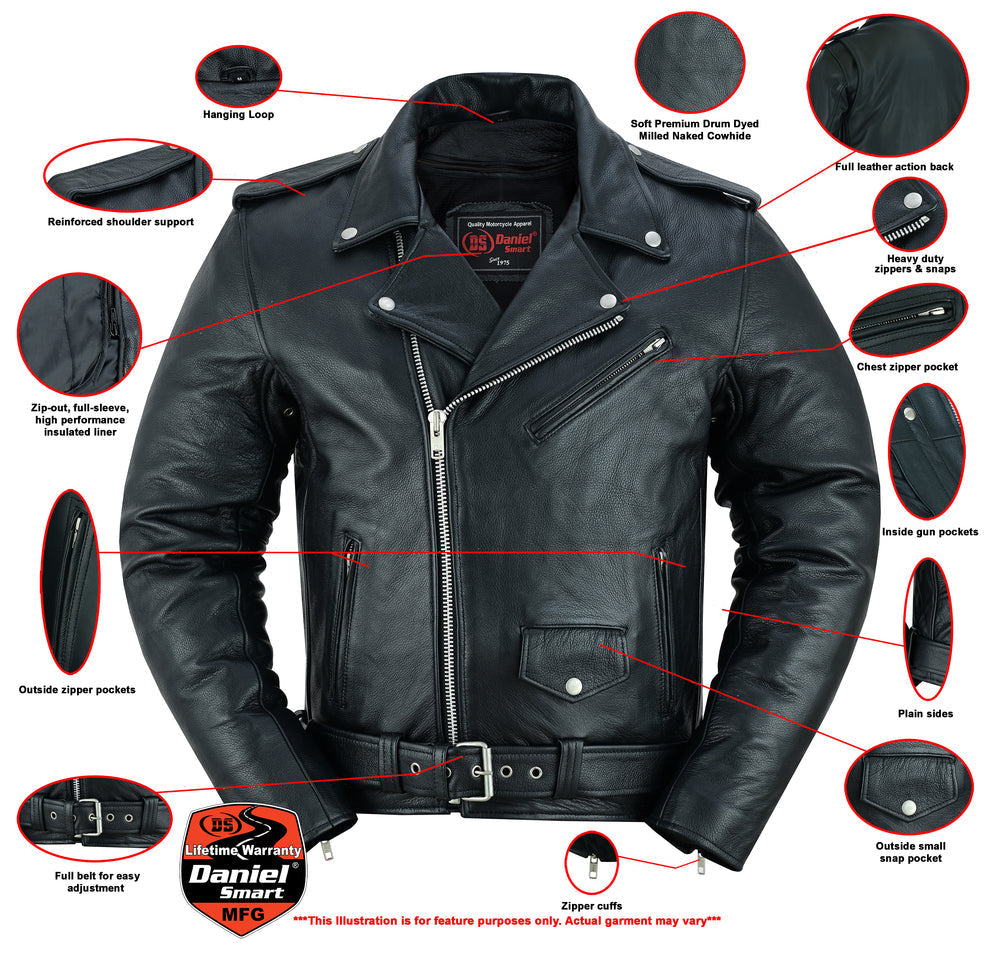 Men's Premium Classic Police Motorcycle Jacket with Smart Access Pockets