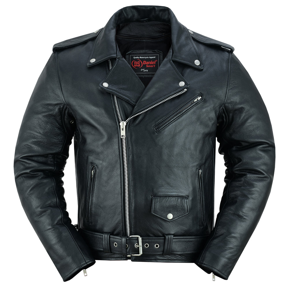 Men's Premium Classic Police Motorcycle Jacket with Smart Access Pockets