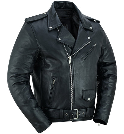 Men's Premium Classic Police Motorcycle Jacket with Smart Access Pockets