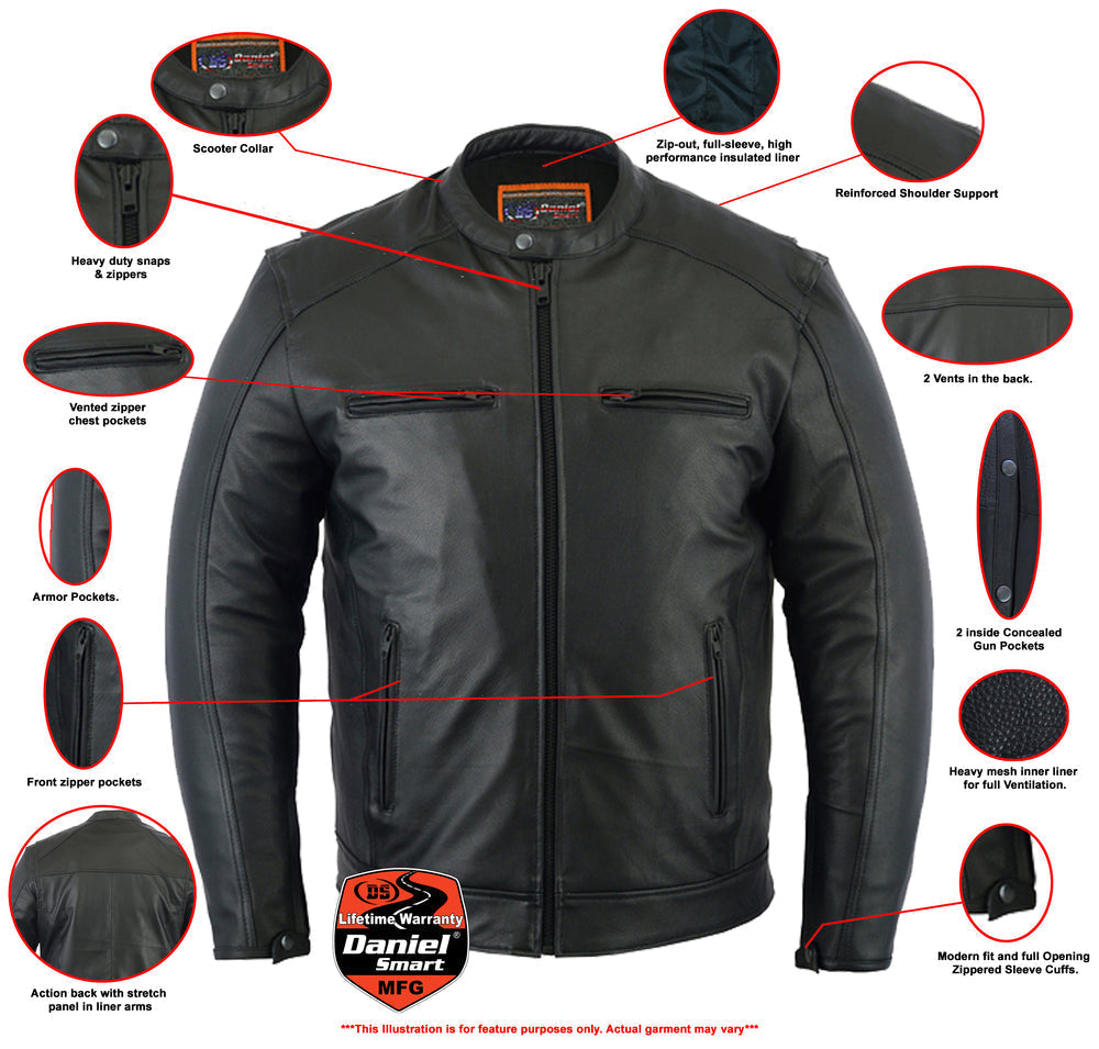 Men's Premium Cruiser Leather Jacket with  Vents