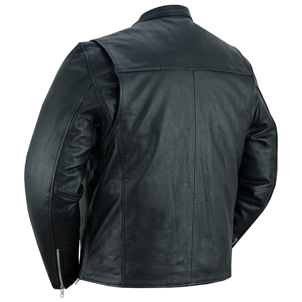 Men's Classic Scooter Leather Jacket with  Insulated Liner