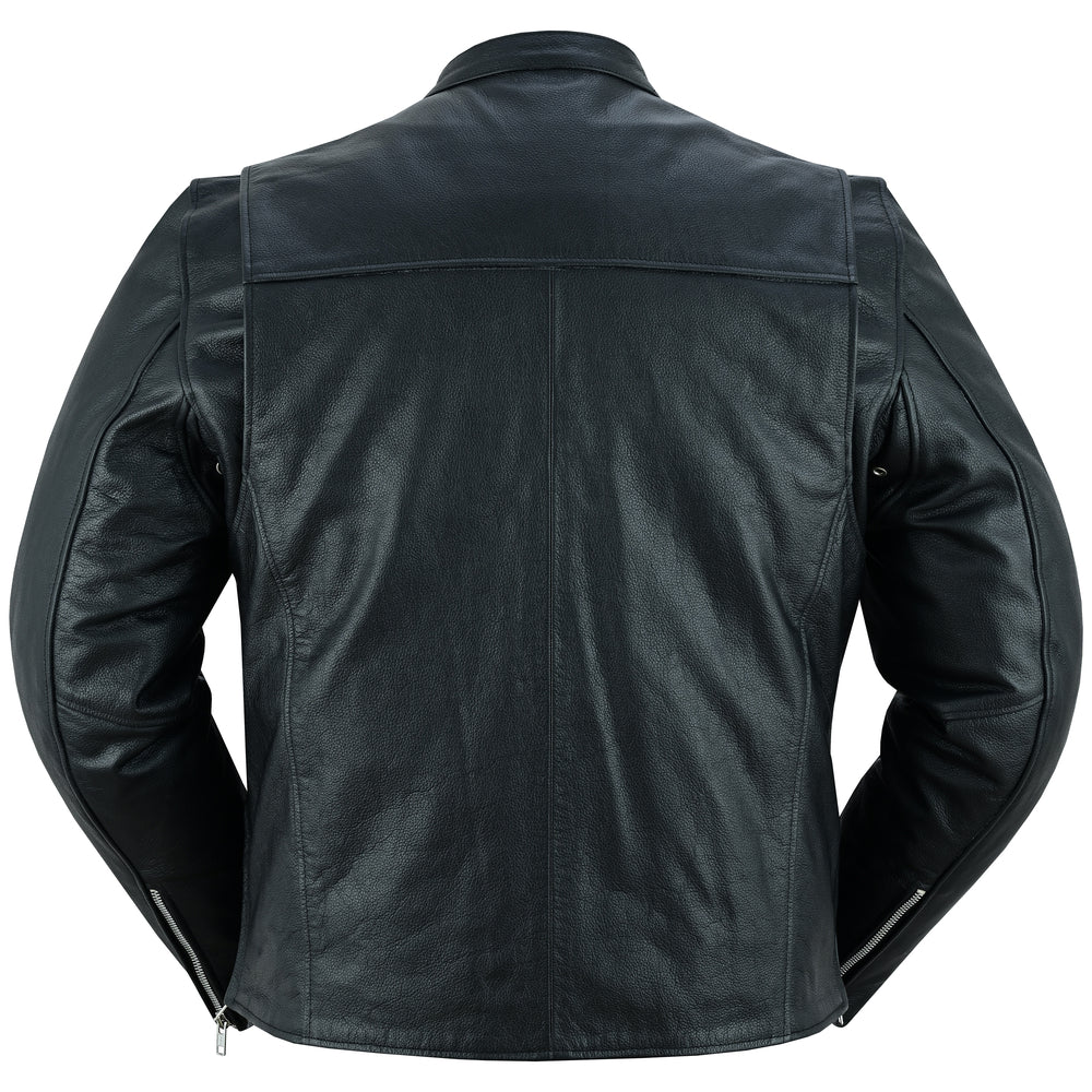 Men's Classic Scooter Leather Jacket with  Insulated Liner