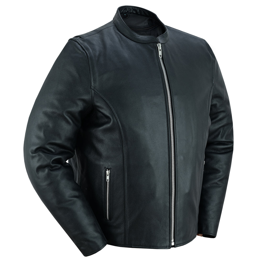 Men's Classic Scooter Leather Jacket with  Insulated Liner