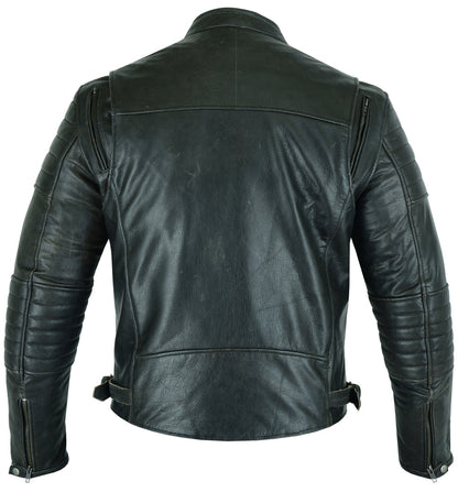 Men's Gun Metal Brown Crossover Leather Motorcycle Jacket