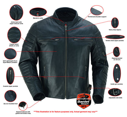 Men's Lightweight Black Lambskin Scooter Jacket