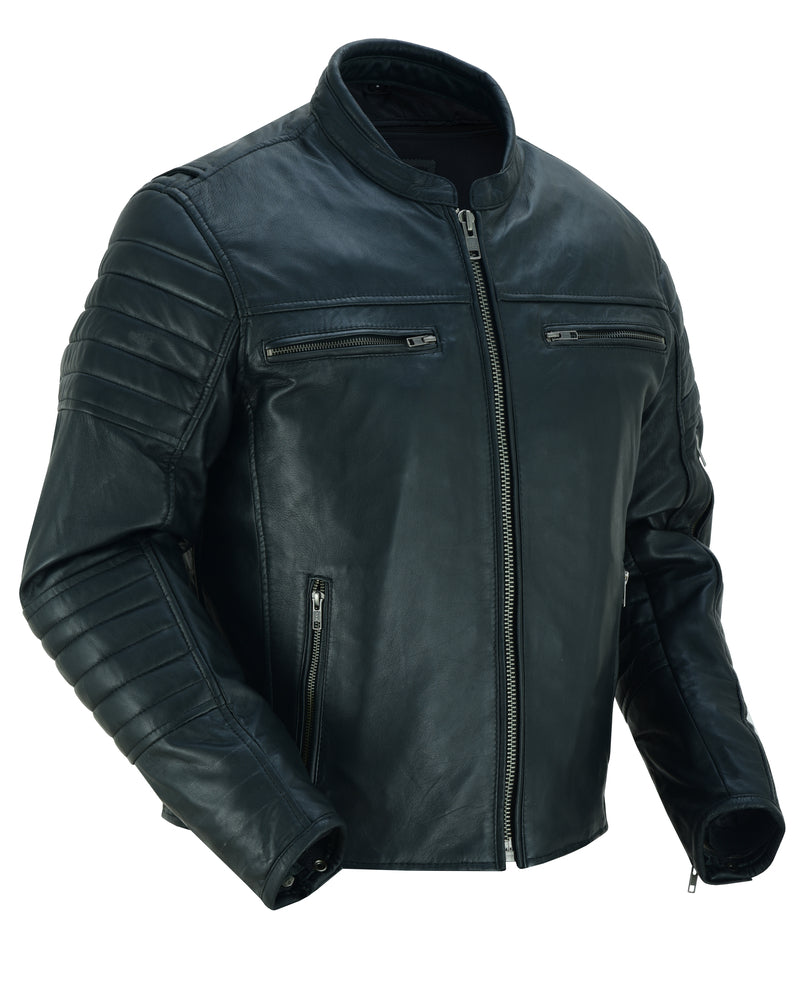 Men's Lightweight Black Lambskin Scooter Jacket