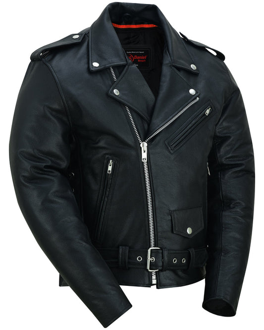 Men's Eagle Embossed Leather Jacket - Live to Ride, Ride to Live, Black