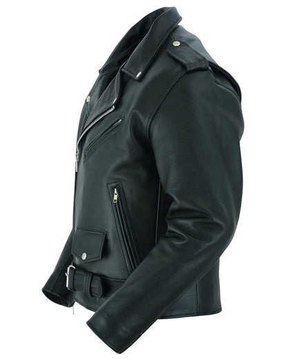 Men's Armored Motorcycle Leather Jacket - Black