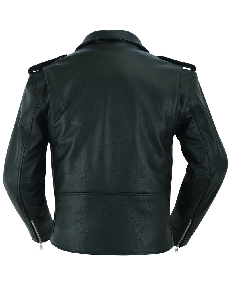 Men's Armored Motorcycle Leather Jacket - Black