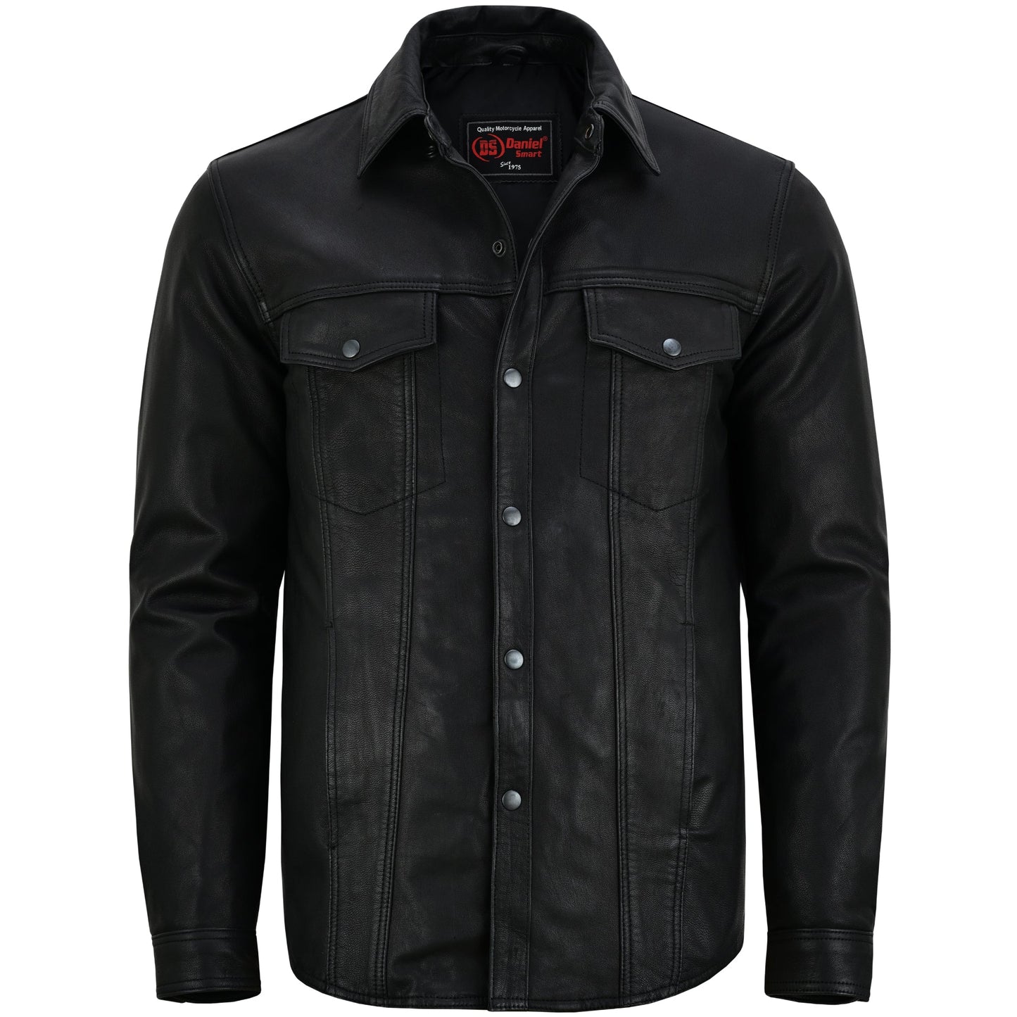 Men's Premium Lightweight Leather Shirt - Black