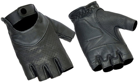 Women's Perforated Leather Fingerless Gloves