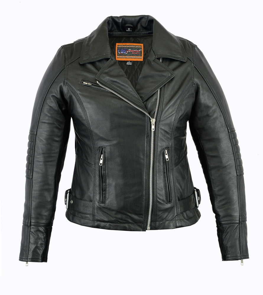 Women's Updated  Black Leather Lightweight Stylish M/C Jacket