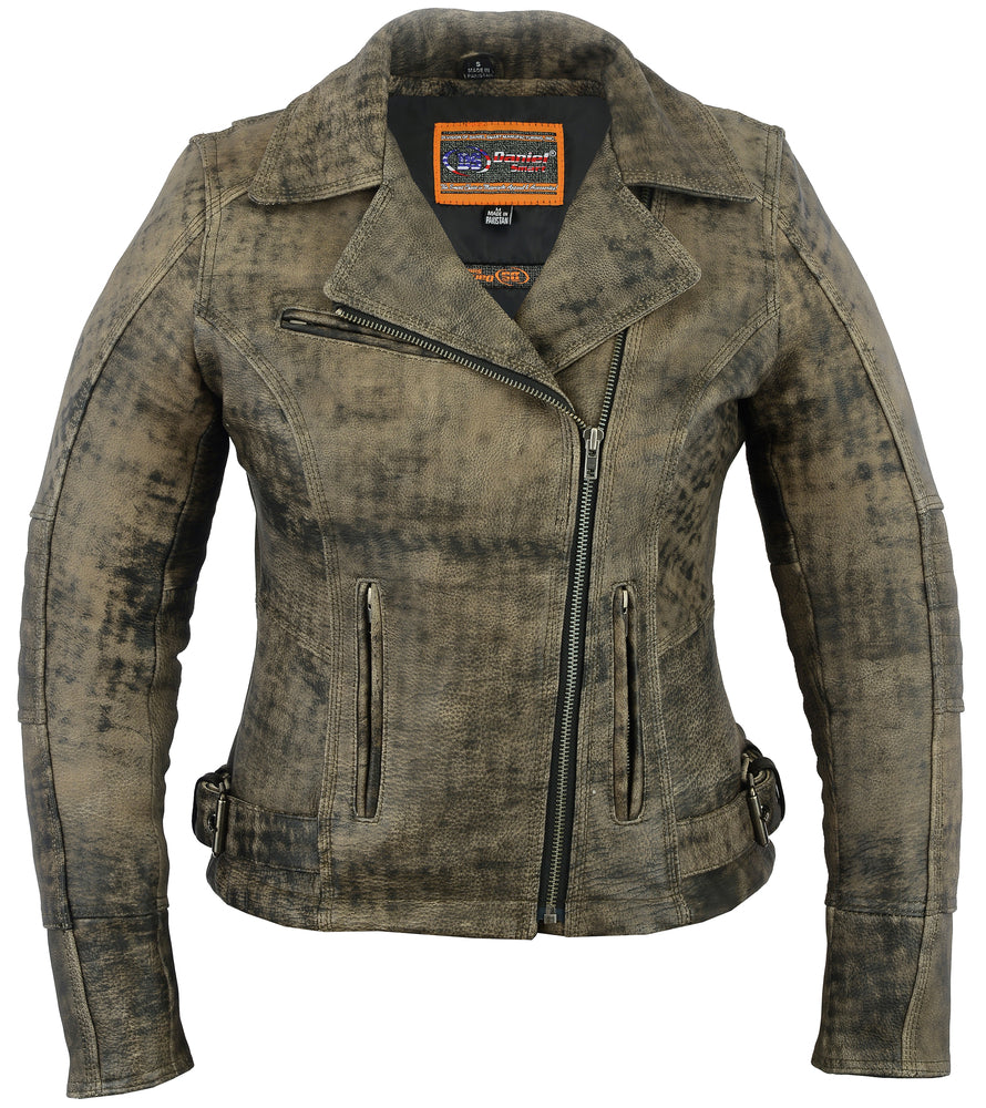 Women's Updated Stylish Antique Brown Leather M/C Jacket