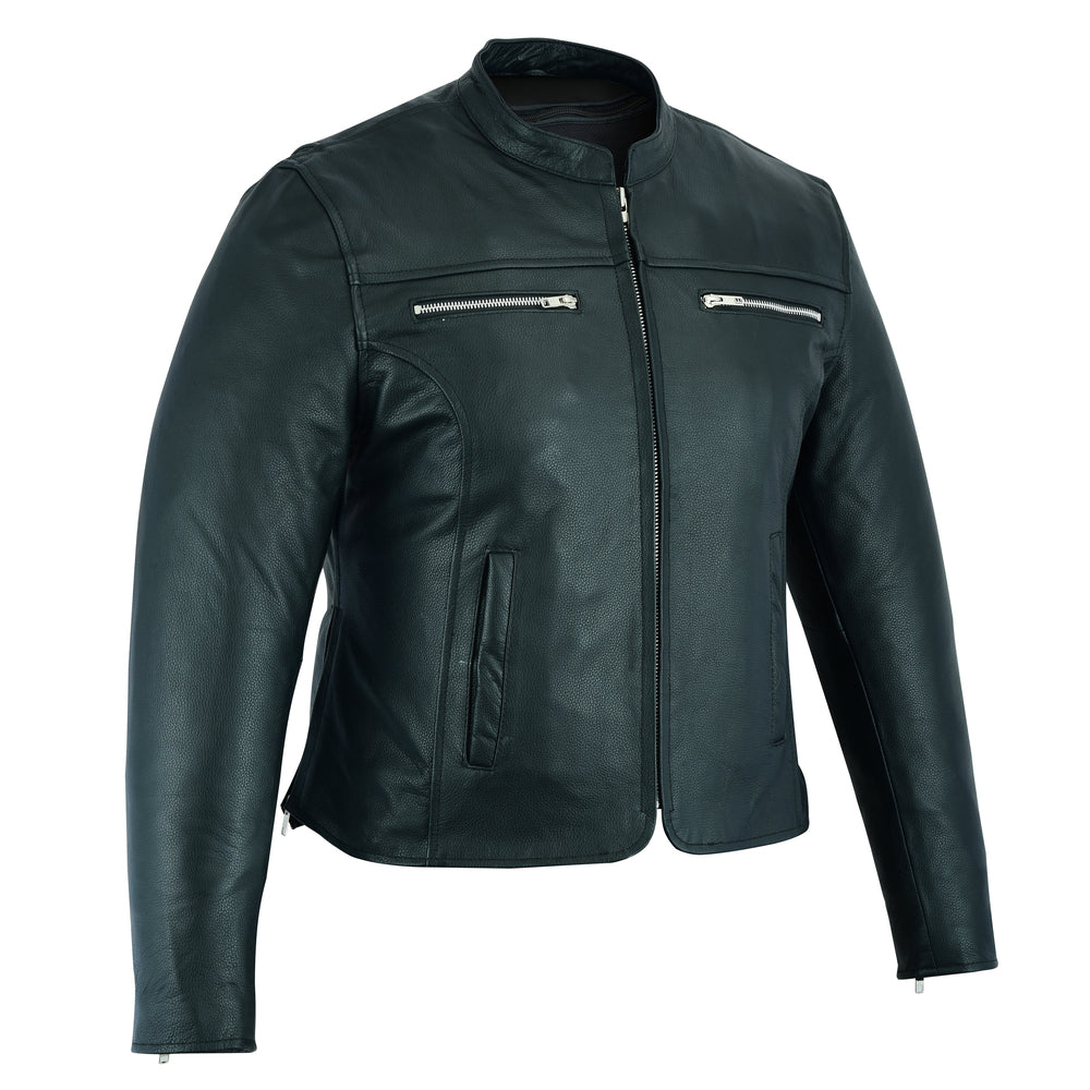 Women's Jazzy Full Cut Milled  Motorcycle Leather Jacket