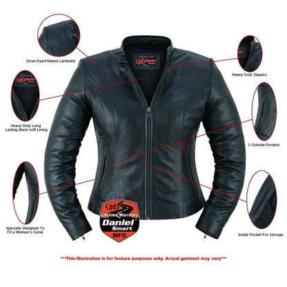 Women's Stylish Lightweight Leather Motorcycle Jacket – Black