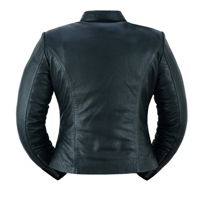 Women's Stylish Lightweight Leather Motorcycle Jacket – Black