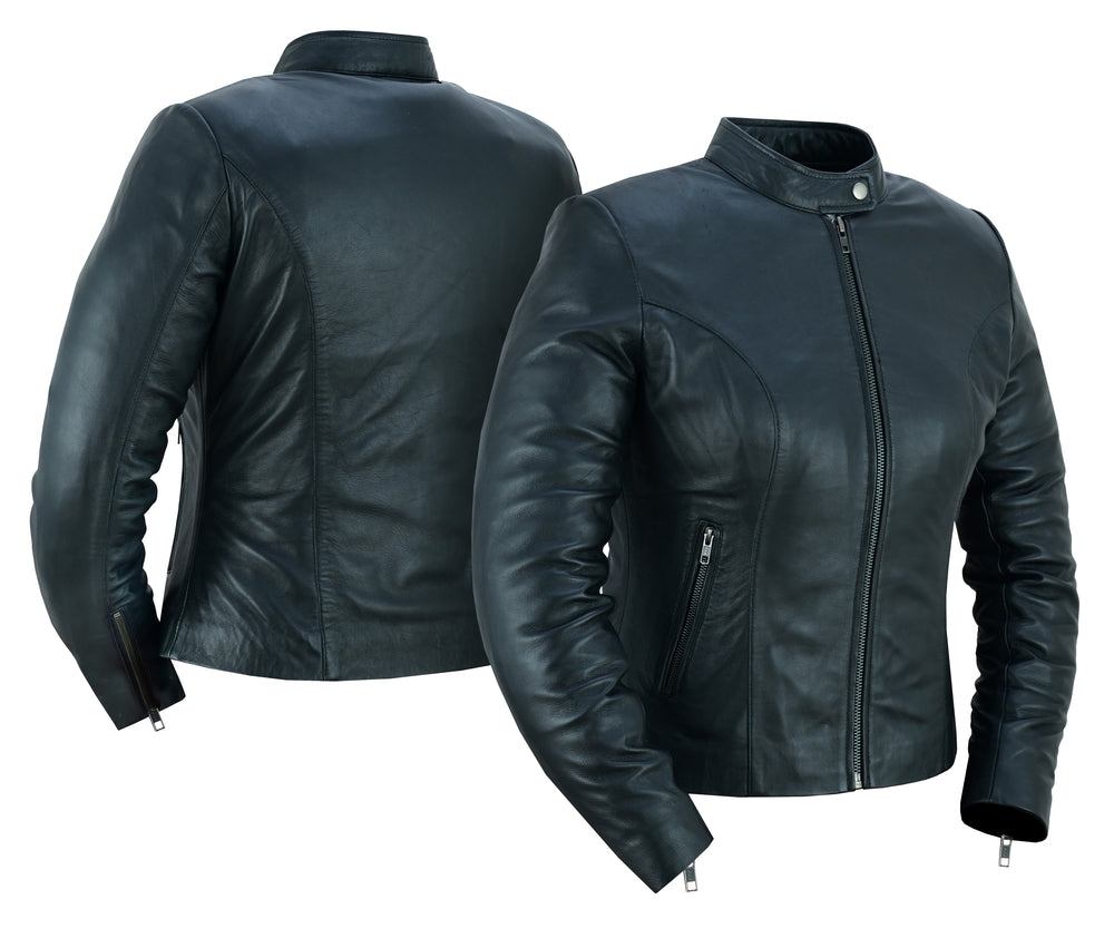 Women's Stylish Lightweight Leather Motorcycle Jacket – Black