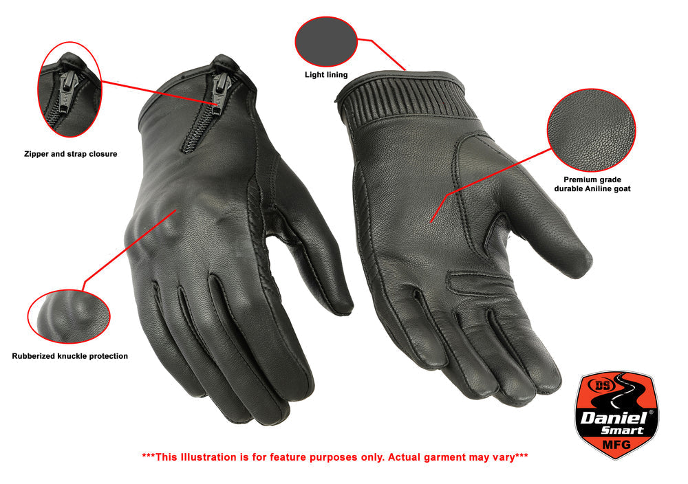 Women's Black Premium Sporty Gloves – Knuckle Protection, Zipper Closure