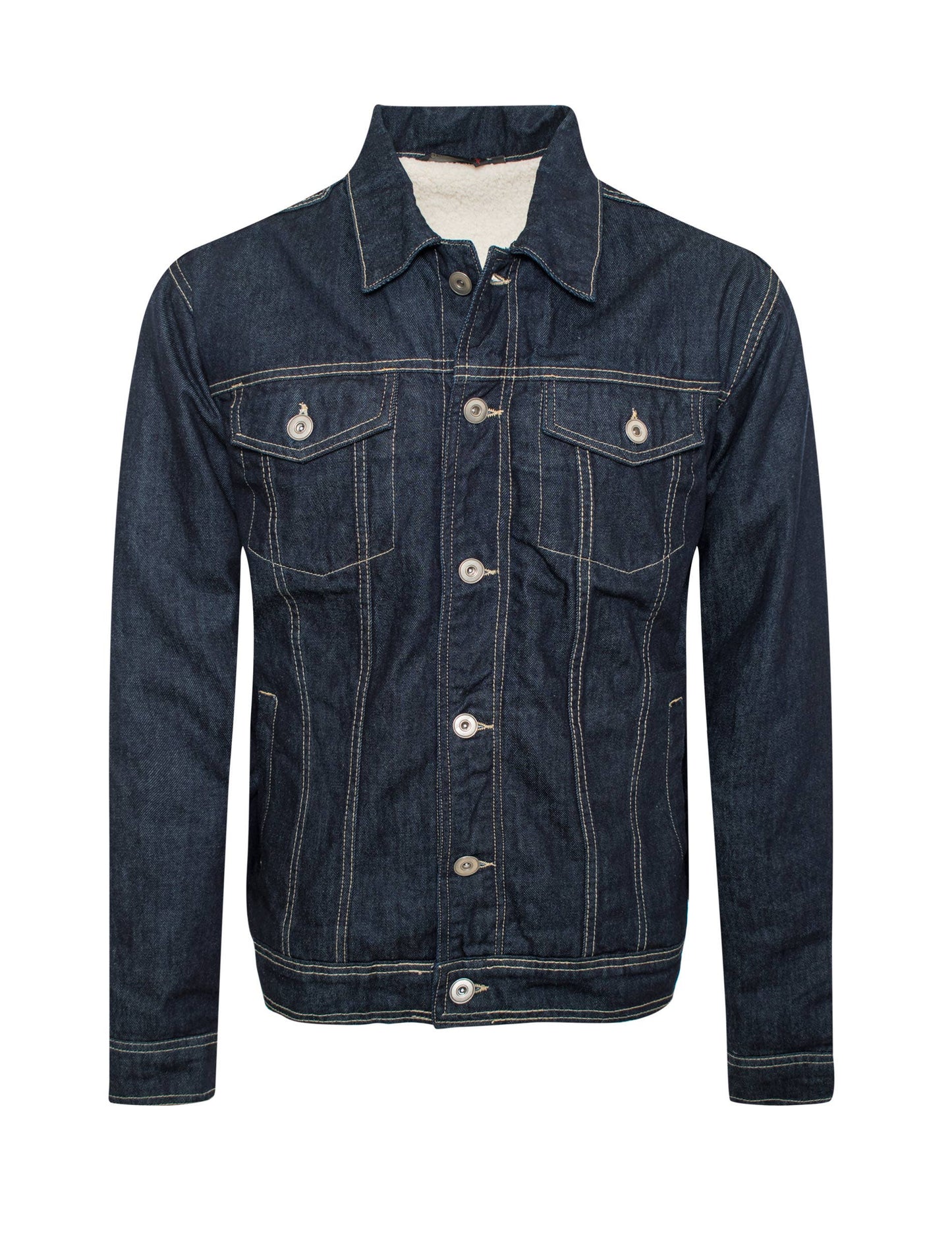 MEN'S DENIM JACKET SHERPA LINING (HF-1002): DB-BLK / 2XL