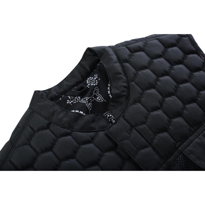 Mesh Rave Men's Black Mesh Textile Vest with Black Paisley Liner