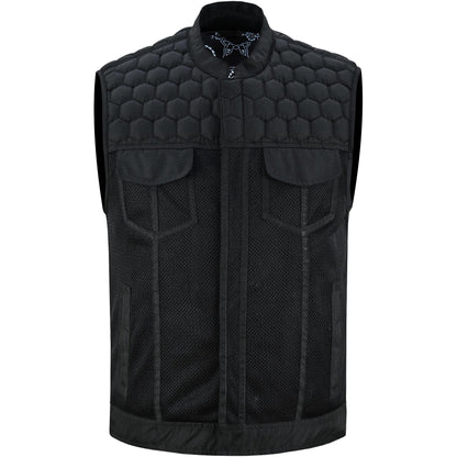 Mesh Rave Men's Black Mesh Textile Vest with Black Paisley Liner