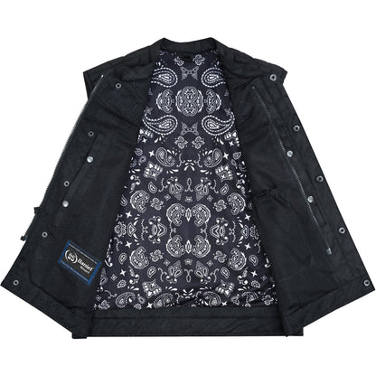 Mesh Rave Men's Black Mesh Textile Vest with Black Paisley Liner