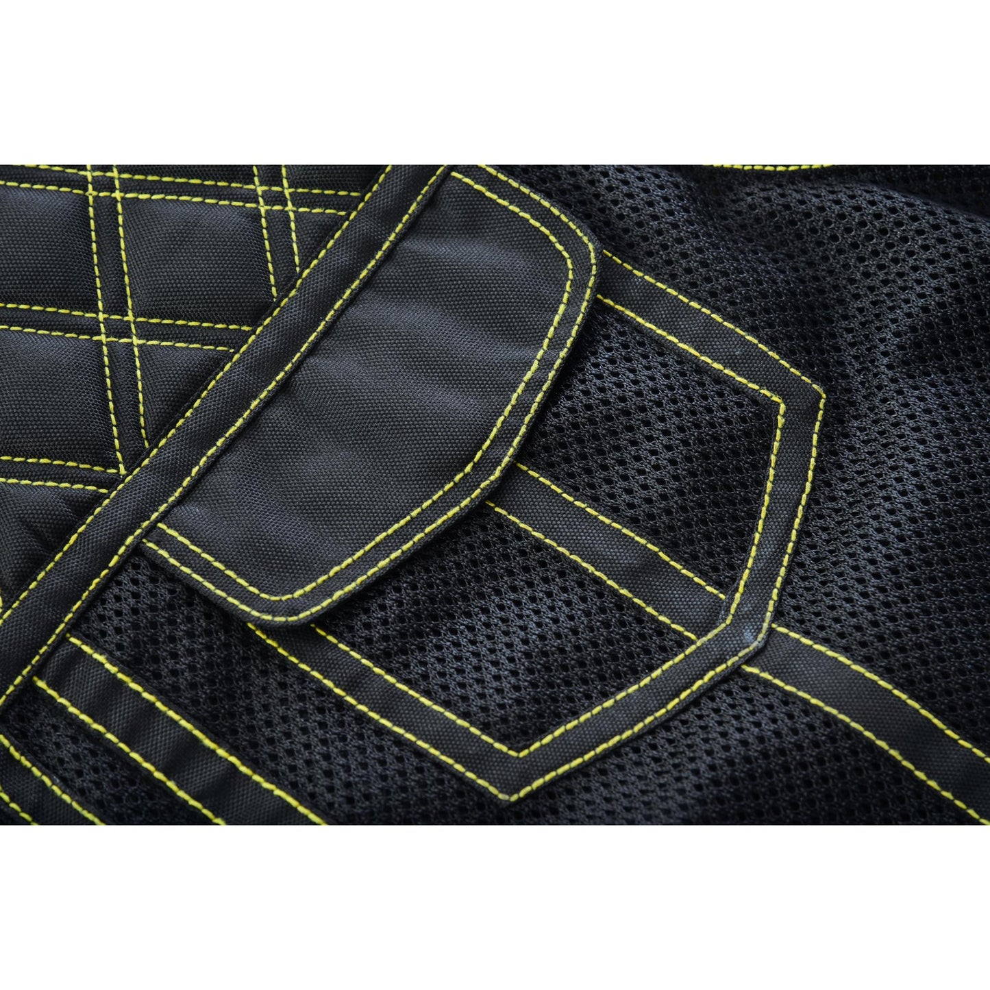 Nitro Rush Men's Black Mesh Textile Vest with Yellow Diamond Stitch