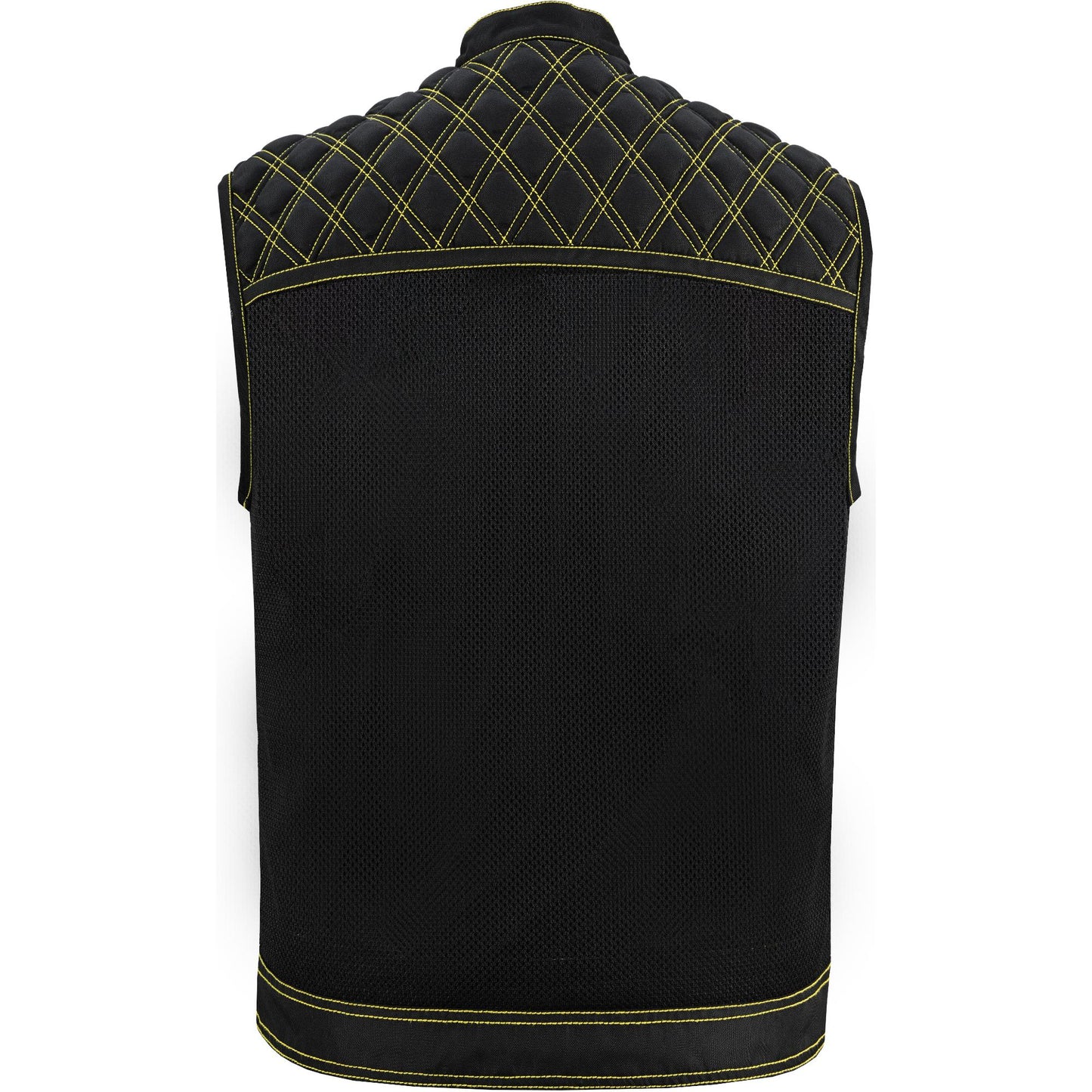 Nitro Rush Men's Black Mesh Textile Vest with Yellow Diamond Stitch