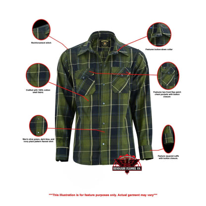 Olive Essence Men's Green Flannel Shirt