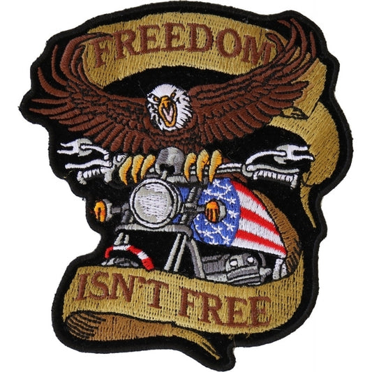 P4967 Patriotic Eagle Biker Small Iron on Patch Freedom Isnt Free