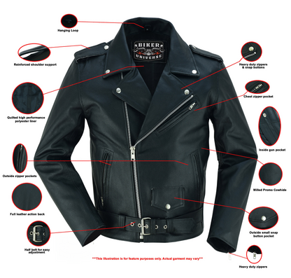 Men's Plain Arnold Premium Cowhide Leather Jacket