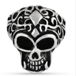 R127 Stainless Steel Big Brain Skull Biker Ring