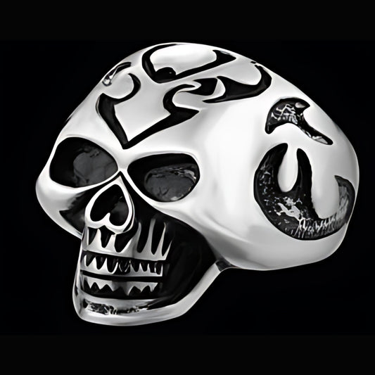 R137 Stainless Steel Big Head Skull Biker Ring