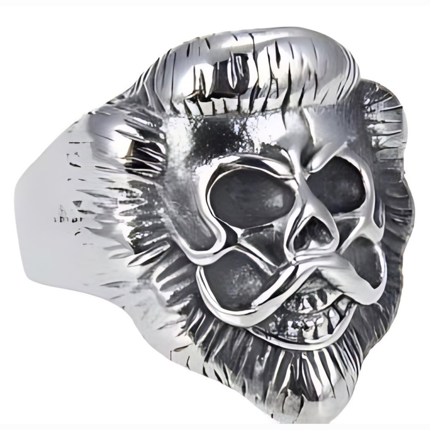 R143 Stainless Steel Lion Face Skull Biker Ring