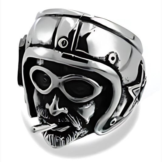 R162 Stainless Steel Ride Pilot Biker Ring