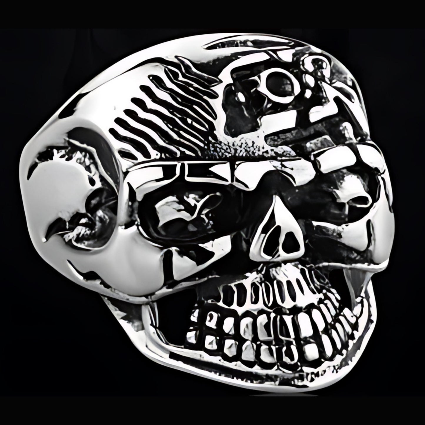 R173 Stainless Steel Super Face Biker Ring