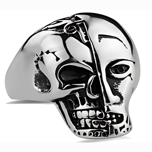 R181 Stainless Steel Terminator Skull Face Biker Ring