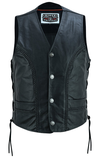 Rustler Men's Leather Motorcycle Vest