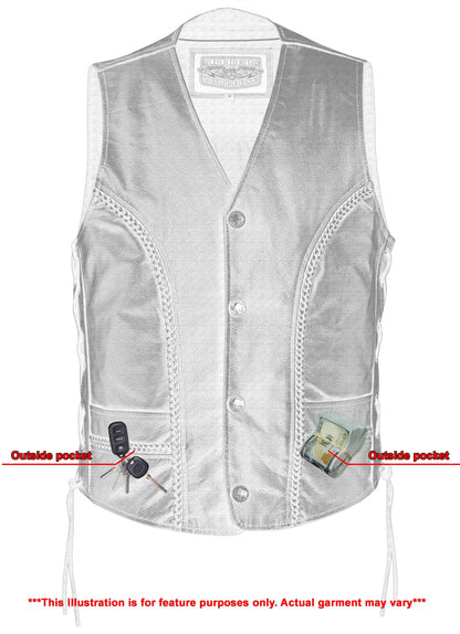 Rustler Men's Leather Motorcycle Vest