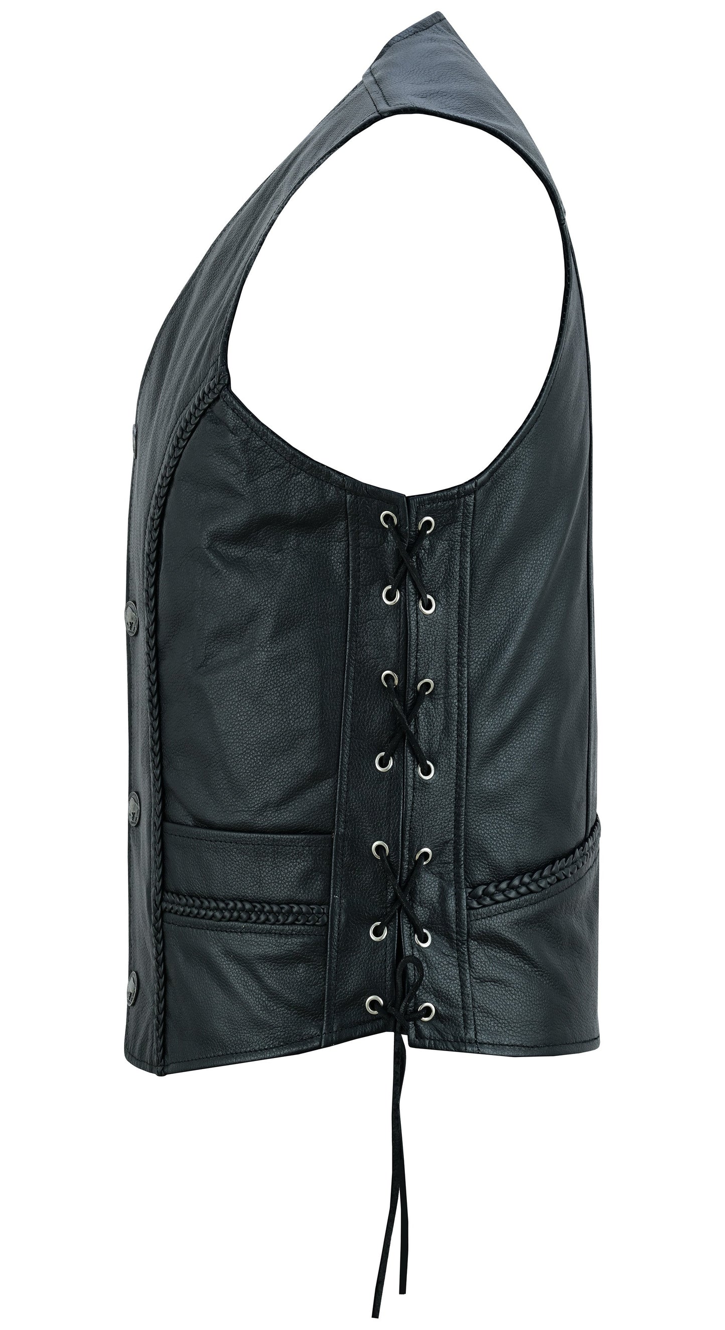 Rustler Men's Leather Motorcycle Vest