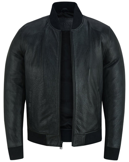 Men's New Zealand Leather Bomber Jacket - Black