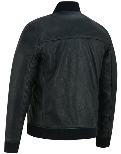 Men's New Zealand Leather Bomber Jacket - Black