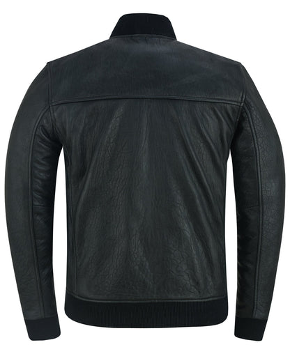 Men's New Zealand Leather Bomber Jacket - Black