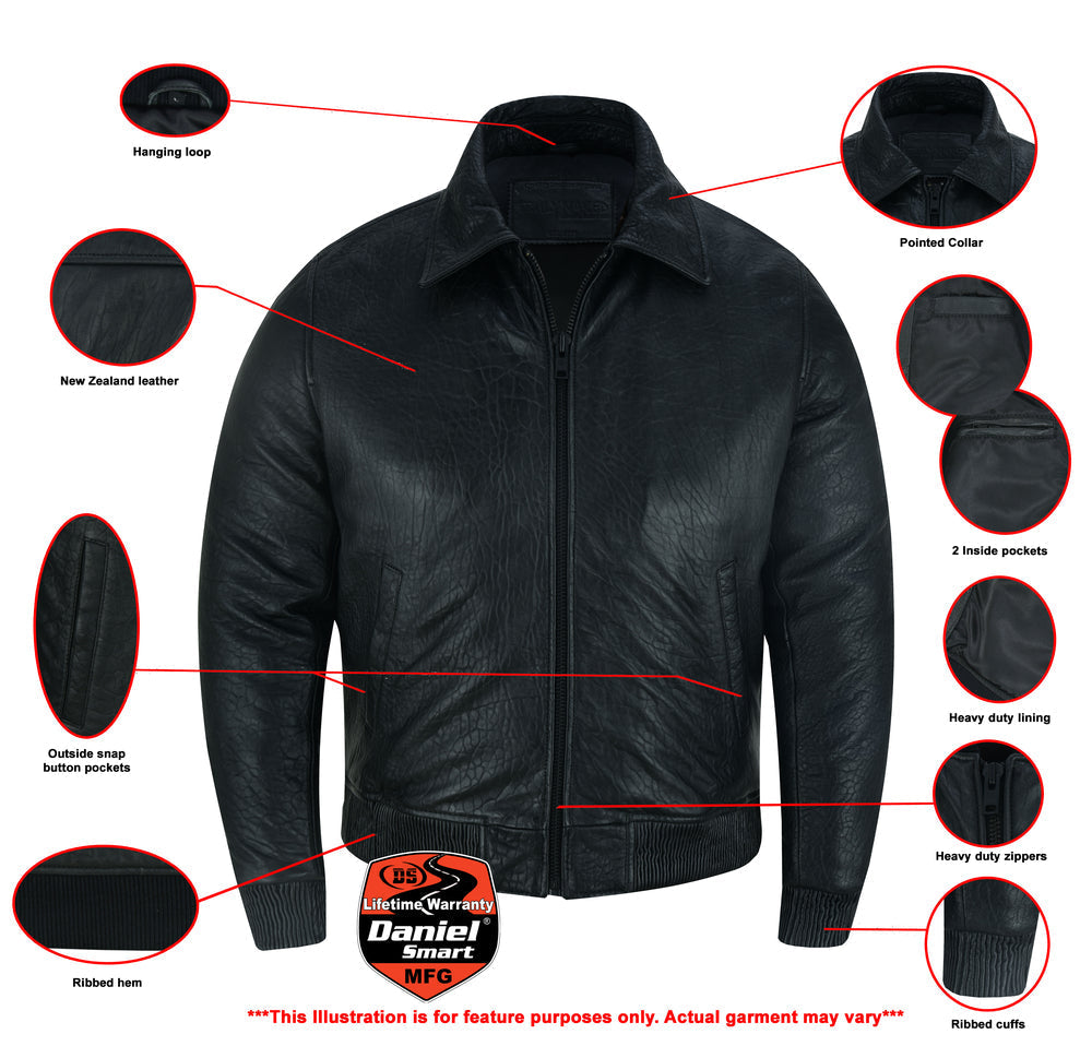 Traveler Men's Black New Zealand Leather Jacket